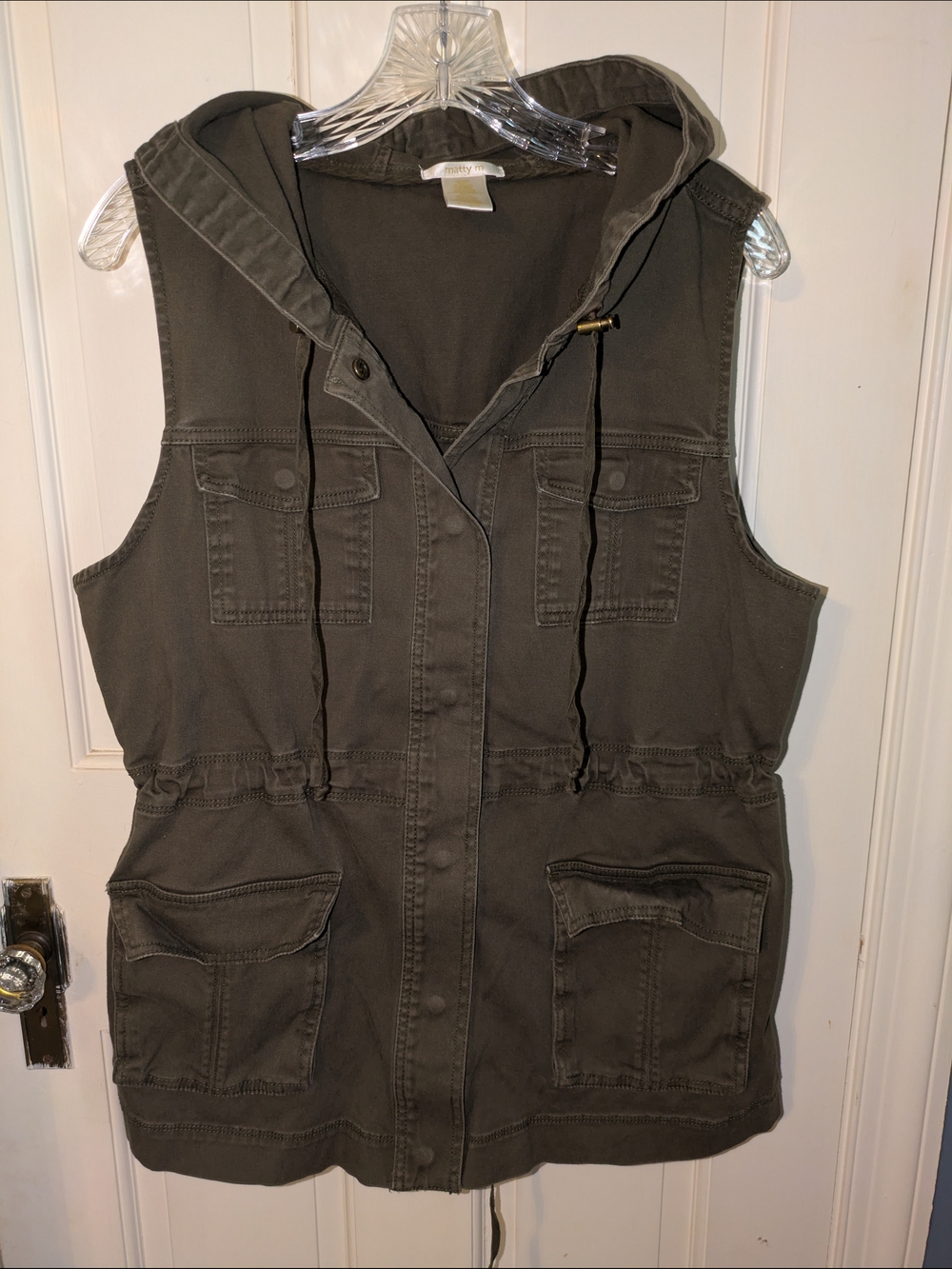Matty M Olive Green Hooded Utility Vest